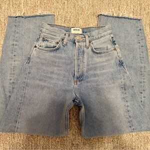 Agolde Luna High Rise Pieced Taper in Void barrel jeans size 24
